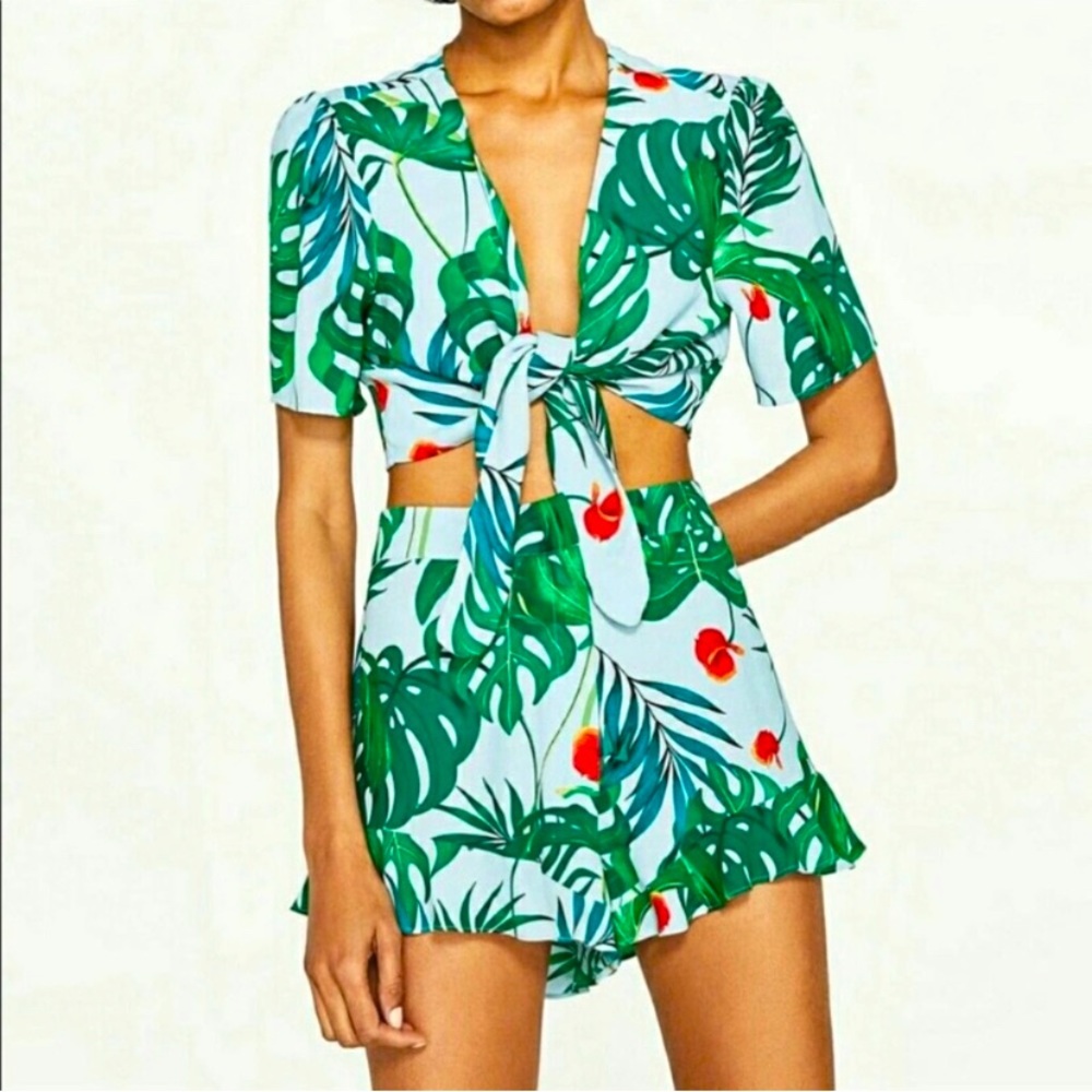 Zara Tropical print two piece set